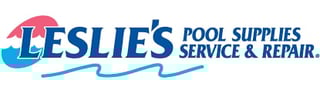 Leslies Pool Supplies Service and Repair logo with blue and red design